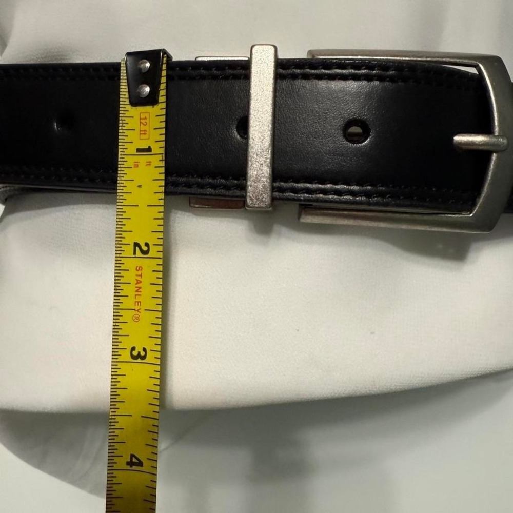 Dickies‎ Black Leather Belt Silver Buckle Workwear Classic 42"